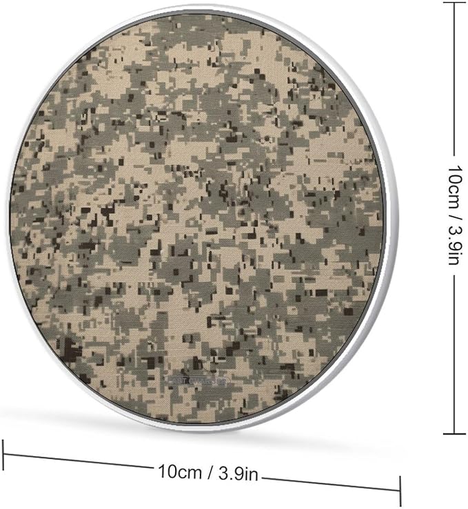 Army Digital Camouflage Wireless Charger Aluminum Alloy Frame 10W Fast Charging Pad with Indicator Light 6mm Thin &amp Portable Wireless Charging Pad for Travel Home Office Desk