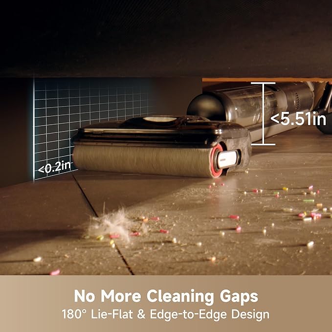 DREAME H12 Pro FlexReach Wet Dry Vacuum Cleaner, 0 Tangle Cordless Vacuum Mop All-in-One for Hard Floors, 180° Lie-Flat Floor Cleaner Machine with 194°F Hot Self-Cleaning, 50Mins Runtime