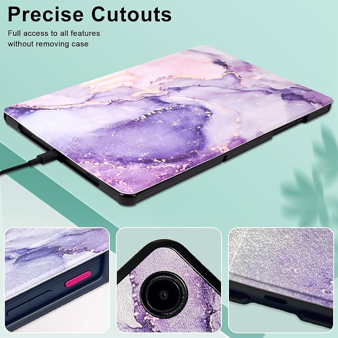 Caweet Case for T-Mobile Revvl Tab 2 10.1 Inch 2025 Released Lightweight Hard Back Shell Tri-Fold Stand Cover with Magnetic Closure Almond Blossom