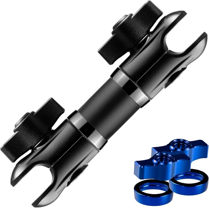 Tackform 10 Long 20mm Ball and Socket Arm DuraLock 20 Series Aluminum Tube Arm | Dual 20mm Sockets and Optional Anti-Theft Knobs | Black
