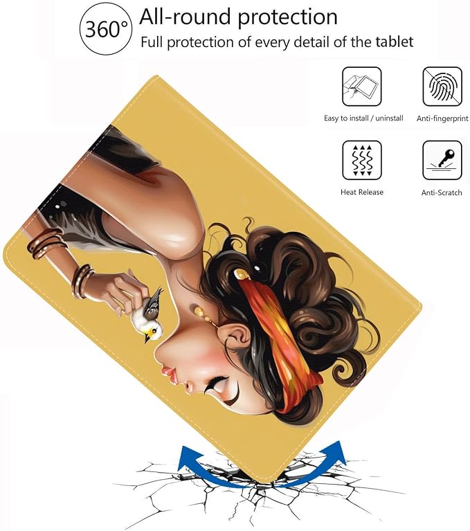 Case for iPad (A16) 11th Generation 11 Inch 2025 iPad 10th Generation 10.9 Inch 2022 Protective Leather Case Adjustable Stand Auto Wake/Sleep Smart Case - African American Girl