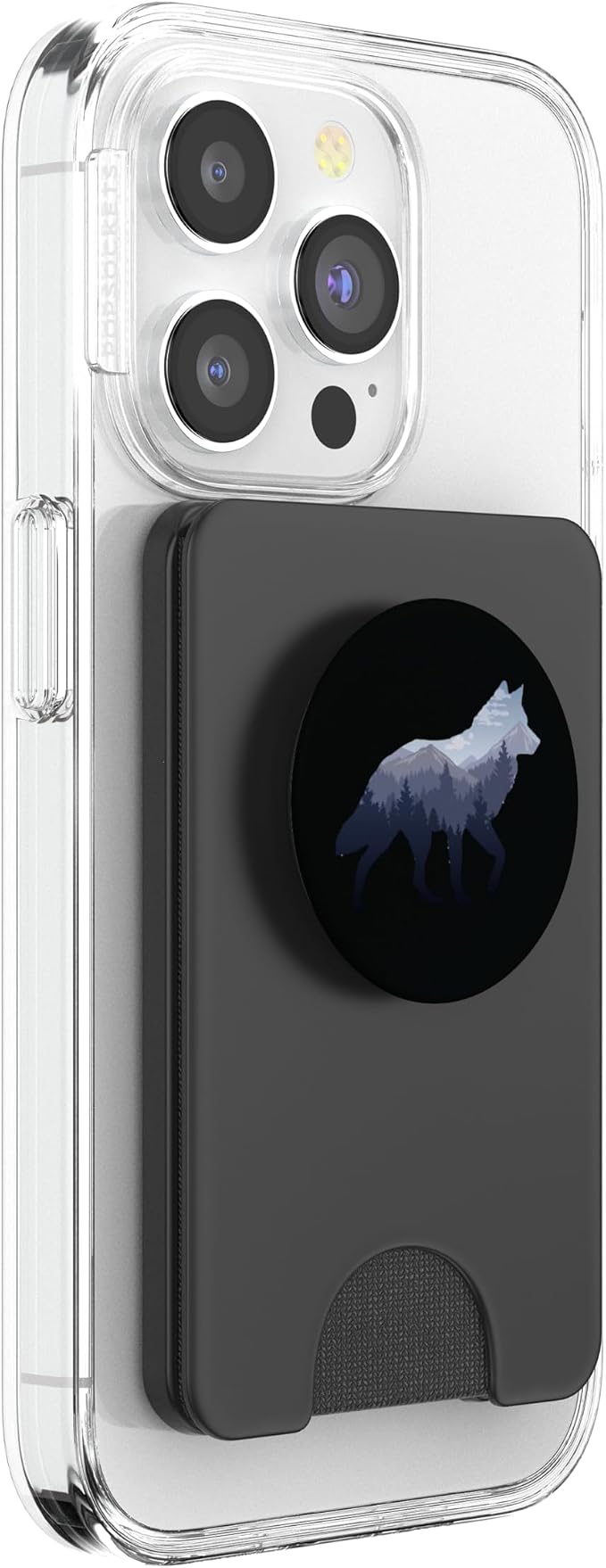 Lone Wolf Survives The Mountain Silhouette Art PopSockets Adhesive PopGrip