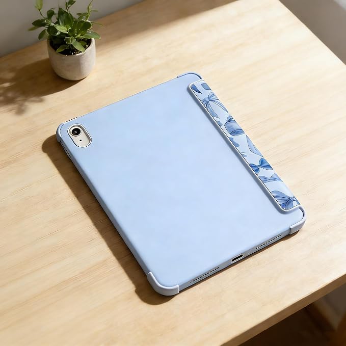 for iPad A16 11 Inch 2025 /for iPad 10th Generation 10.9 Inch 2022 Cute iPad Black Case with Pencil Holder-[Auto Wake/Sleep] Trifold Stand Soft TPU Protective Cover Pink Bows