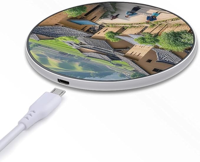 Ancient Town Wireless Charger Portable 10W Fast Wireless Charging Pad Compatible with Phone Ultra-Thin Charging Station Lightweight Charger Mat for Travel Home Office Desk