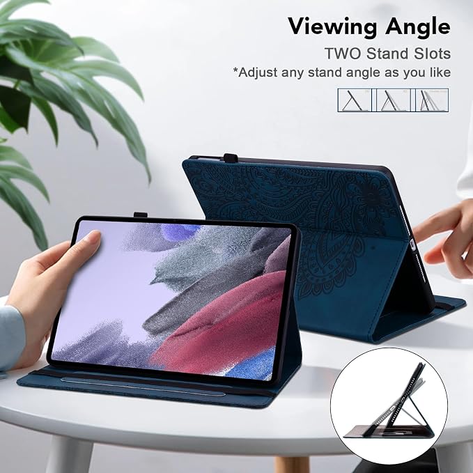 Case for Samsung Galaxy Tab A11 Plus/ A9 Plus 11 Inch PU Leather Multi-Angle Viewing Protective Cover with Card Slots - Blue