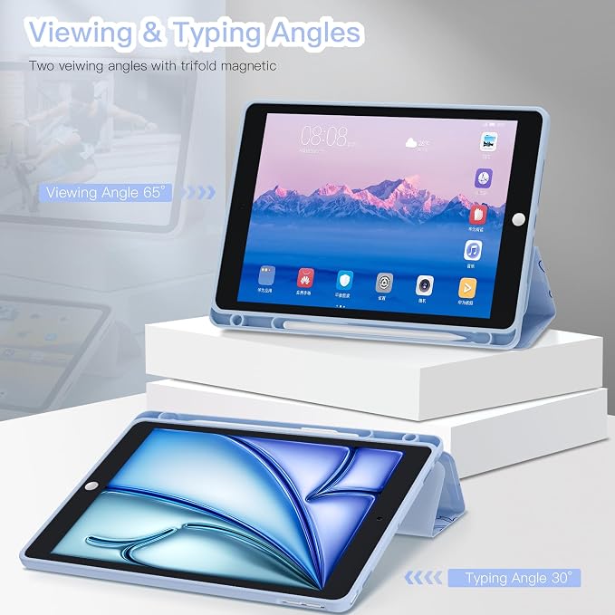 Teryeefi for iPad 10.2 case 2021 20202019 Release 7th 8th 9th Generation Built in Pencil Holder - Stand-Auto Wake/Sleep TPU &amp Hard Stand Clear Back Cover for 10.2 iPad (Black Bow)