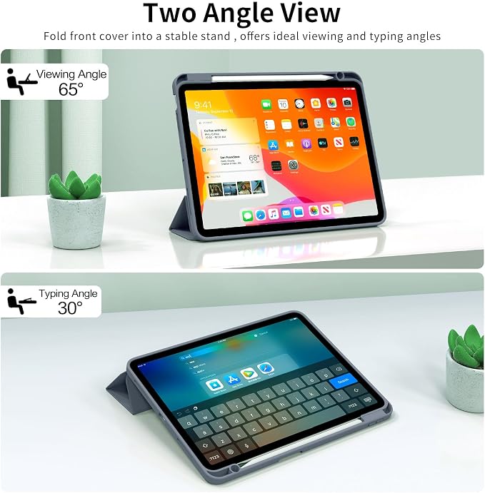kenke Case for iPad Air 11-inch M4/M3/M2 (2026/2025/2024) iPad Air 5th/4th Generation (2022/2020) 10.9-inch Auto Sleep/Wake Slim Trifold Smart Cover with Pencil Holder Soft TPU Back Black