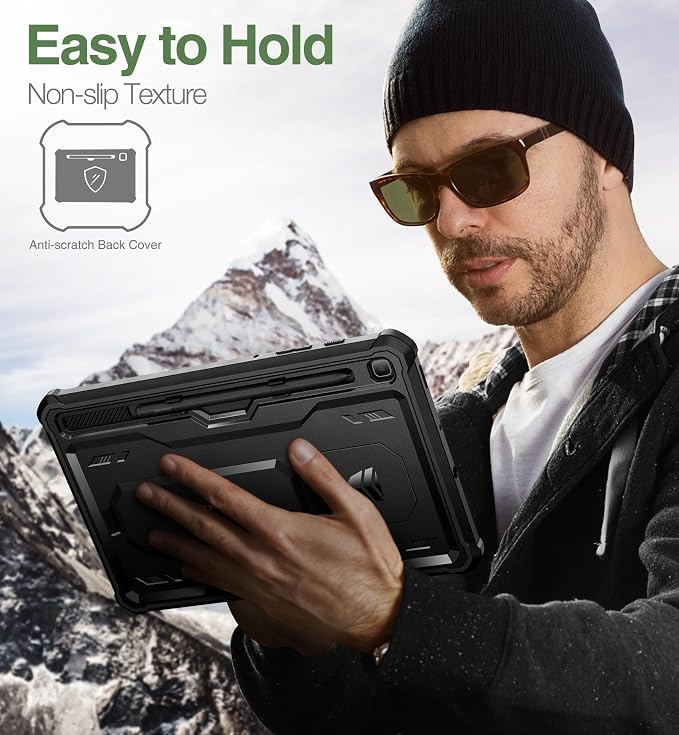 Dexnor Case for Samsung Galaxy Tab S6 Lite 10.4 Inch 2024/2022/2020 [Built in Screen Protector &amp Kickstand] with Pen Holder Heavy Duty Shockproof Full Body Protective Cover for Tab S6 Lite (Black
