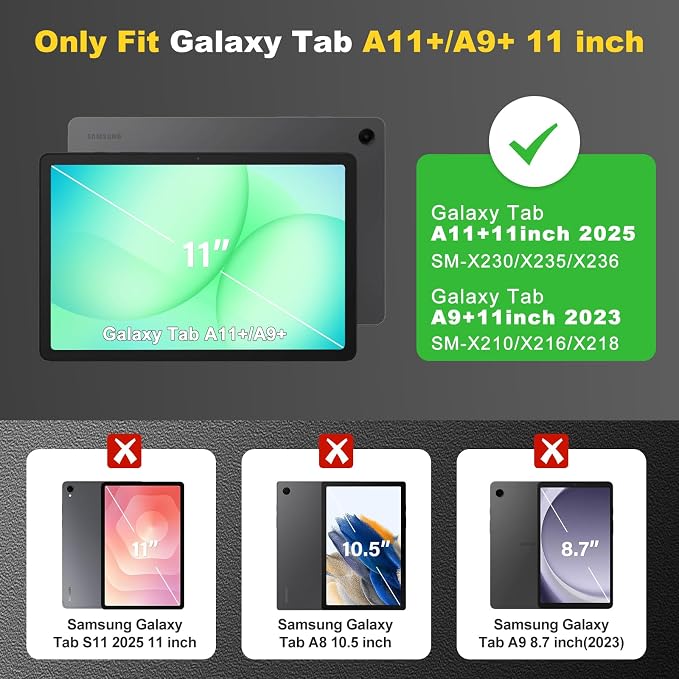 Cover for Samsung Galaxy Tab A11+ Plus/A9+ Plus Case with Screen Protector Galaxy Tab A11+/A9+ 11 inch 2025/2023 Released with Butterfly Stand Shoulder Strap Shockproof case for Kids Girl Colorful