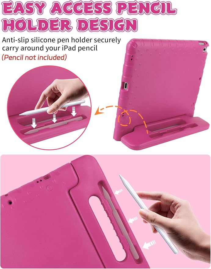 Heavy Duty Kids Case for iPad 10th/11th(A16) Pencil Holder Stand | Rugged Protection Cover for 11/10.9-inch iPad 2025/2022 Lightweight EVA Foam Anti-slip for Home School Travel Blue