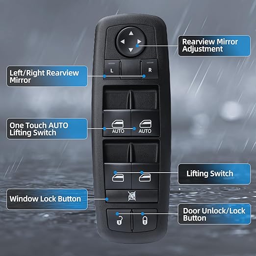 WUANGKI Master Power Window Control Switch | Front Driver Side | 11 Pins | Compatible with 2015-2017 Chrysler 200 | 2011-2019 Dodge Charger | 2016-2018 Ram 1500 2500 3500 4500 5500 | OE 68139805AB