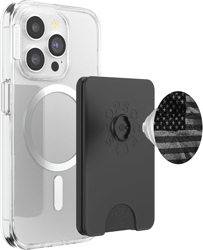 Matte Distressed Black American Flag Gray Vintage US Flag PopSockets Adhesive PopGrip