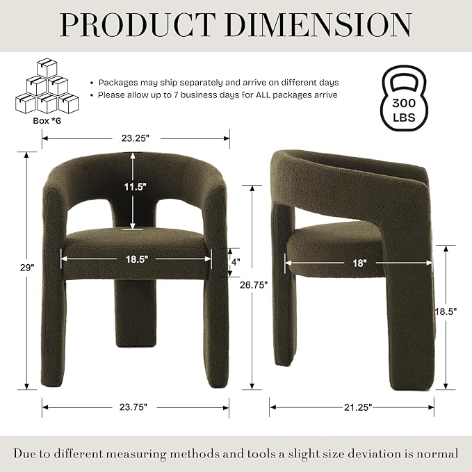 Modern Sherpa Dining Chairs Set of 6, Upholstered Barrel Chairs with Arms Comfy Accent Side Chairs for Living Room/Dining Room/Reception, Green