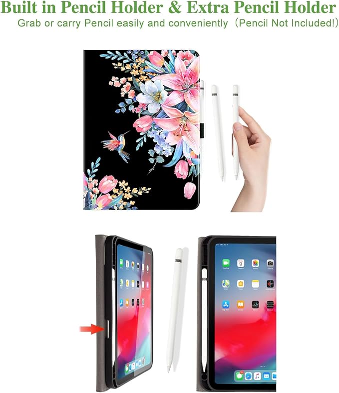 Vimorco for iPad 9th/8th/7th Generation Case 10.2-inch Pencil Holder/Pocket | for iPad Air 3rd Generation Case 10.5-inch for iPad Pro 10.5 Inch Cases Hand Strap Adjustable Angle Beach Path Scenery