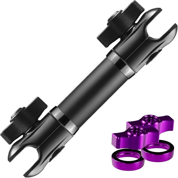 Tackform 10 Long 20mm Ball and Socket Arm DuraLock 20 Series Aluminum Tube Arm | Dual 20mm Sockets and Optional Anti-Theft Knobs | Black