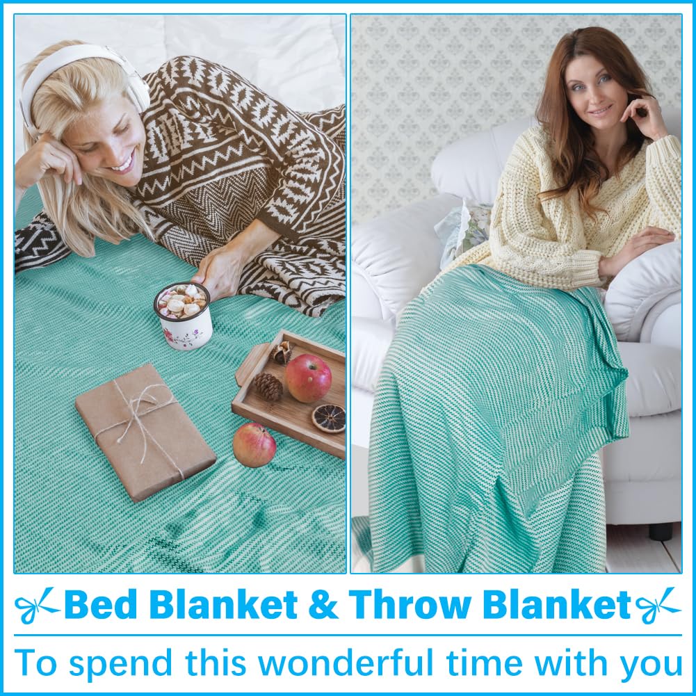 Vikumond Turkish Beach Towel Blanket Oversized 88x82 Inch Quick Dry Teal