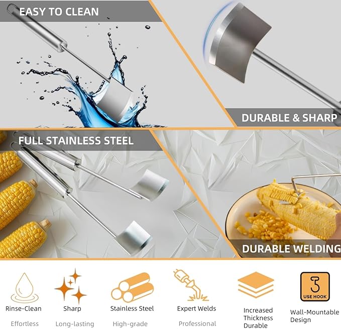 HKFALDRR (3Pcs) Corn Cob Peeler, Corn Stripper, Corn Holder, Corn Peeler for Corn on the Cob, Corn Cob Stripper Tool, Efficient Design Perfect for Dining Enthusiasts