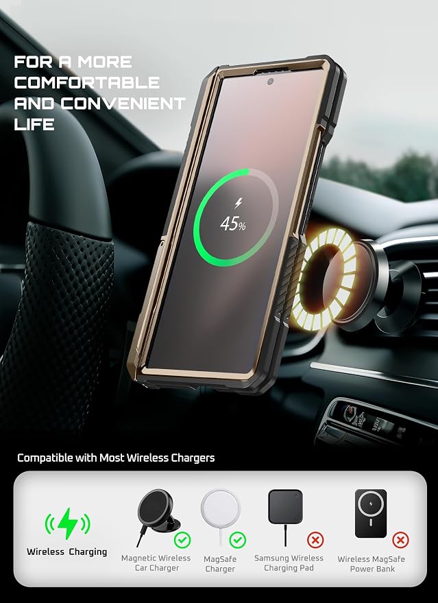 SUPCASE for Samsung Galaxy Z Fold 7 Case with Kickstand Azure | Compatible with MagSafe Tempered Glass Screen Protector Military-Grade Protection Hinge Coverage Unicorn Beetle Grip