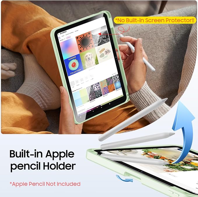 Fintie Shockproof Case for iPad (A16) 11th Gen 11-in iPad 10th Gen 10.9 | Slim Frosted Hard Back Cover Multi-Angle Viewing Built-in Kickstand &amp Pencil Holder Anti-Scratch Black
