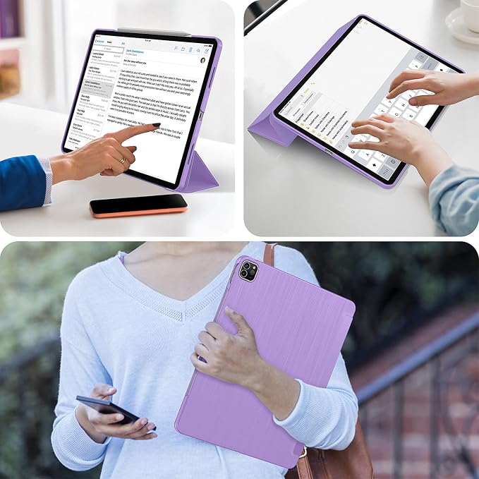 Soke Case for iPad Air 13 Inch (M3/M2) 2025/2024iPad Pro 12.9 2022 2021(6th 5th Generation) - [Slim Trifold Stand + Auto Wake/Sleep]Protective Hard PC Back Cover (Black)