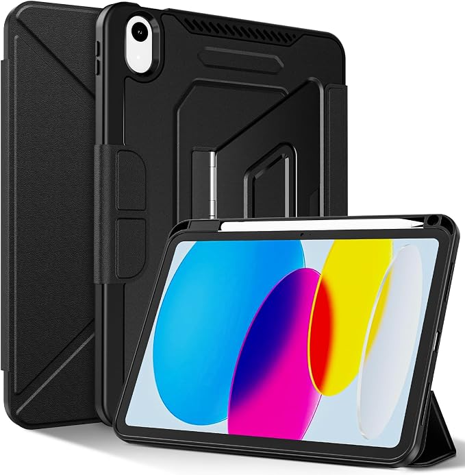 for ipad A16 Caseipad 11th/10th Generation Case 11Inch 2025/10.9 Inch 2022 | with Pencil HolderRemovable Magnetic &amp Trifold Leather Stand CoverMulti-Angle VewingAuto Sleep/Wake (Black)