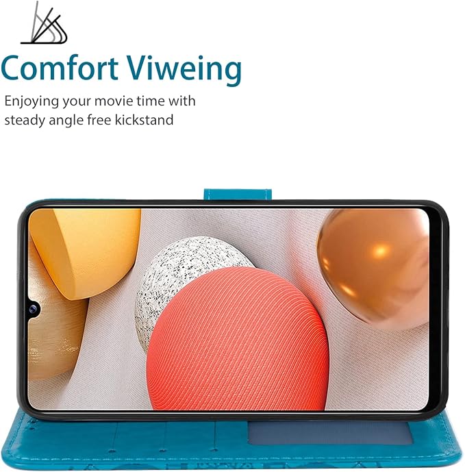 Case for Galaxy A42 5G Case Galaxy M42 5G SM-A426 Wallet Case with Tempered Glass Screen Protector Leather Flip Credit Card Holder Stand Phone Cover Cases for Samsung Galaxy A42 5G Blue