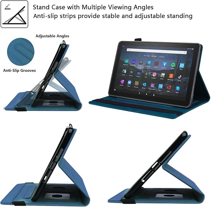 Fire HD 8 Case Slim Folding Stand Auto Wake/Sleep Wallet Case with Cards/Cash Holder for Amazon Fire HD 8(8th/7th/6th Gen 2018/2017/2016 Release)-Black