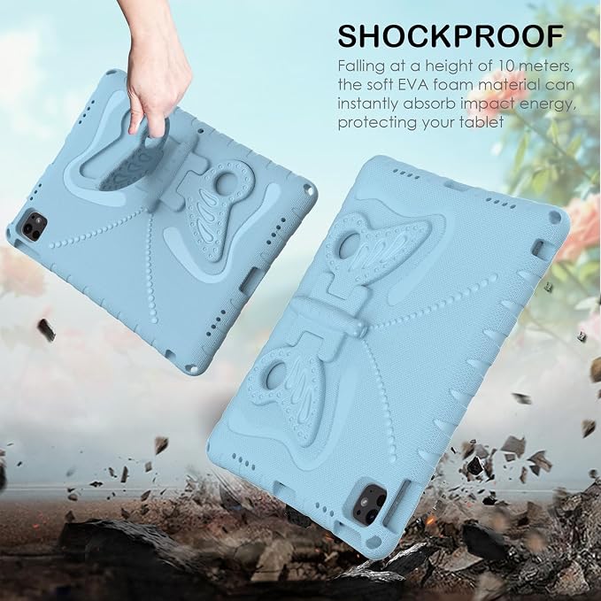 Kids Case for iPad Air 13 (2026/2025/2024) M4/M3/M2 &amp iPad Pro 13 2024 &amp iPad Pro 12.9 Cover 6th/5th/4th/3rd Gen (2022/2021/2020/2018) DIY Figures EVA Rubber Handle Stand Shockproof Bumper