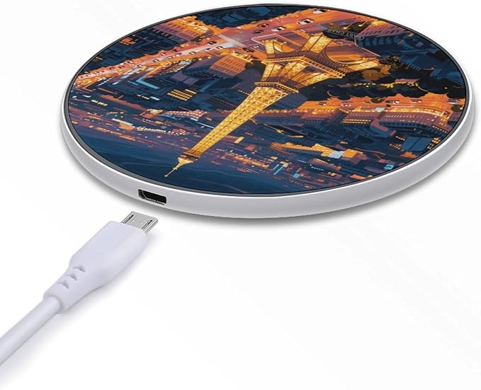 Eiffel Tower Wireless Charger with USB CableAluminum Alloy Frame 10W Max Compatible Fast Wireless Charging Pad- 3.2ft Cable Included for Travel Home Office Desk