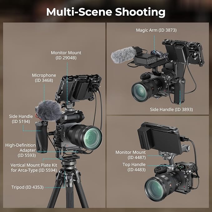 SmallRig Camera Cage for Sony FX2, HawkLock Quick Release FX2 Cage with Top Plate, Cable Clamp for HDMI, Multiple Mounting Points, Camera Rig Compatible with Original XLR Top Handles - 5587