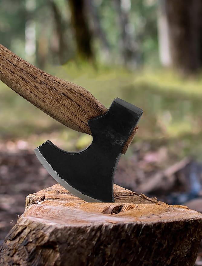 The Frostbreaker - Camping Hatchet - Forged Steel Axe with Leather Sheath - Survival Axe for Wood Splitting and Chopping - Bushcraft Hatchet - Perfect for Outdoor Adventures