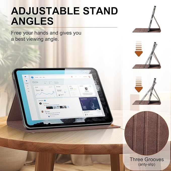Genuine Leather Case for iPad 11th Gen 11(2025/A16)/10th Gen 10.9 | Slim Protective Cover with Adjustable Stand Auto Wake/Sleep Premium Leather Black