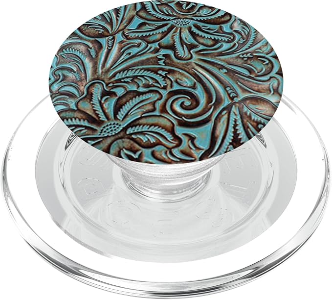 Western Turquoise Tooled Print PopSockets Adhesive PopGrip
