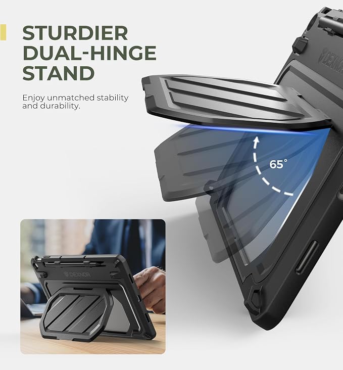Dexnor Case for Google Pixel Tablet 11 Inch 2023 Release [Built-in PET Screen Protector &amp Multi-Angle Kickstand] Heavy Duty Shockproof Full Body Cover Compatible with Charging Speaker Dock - Bla