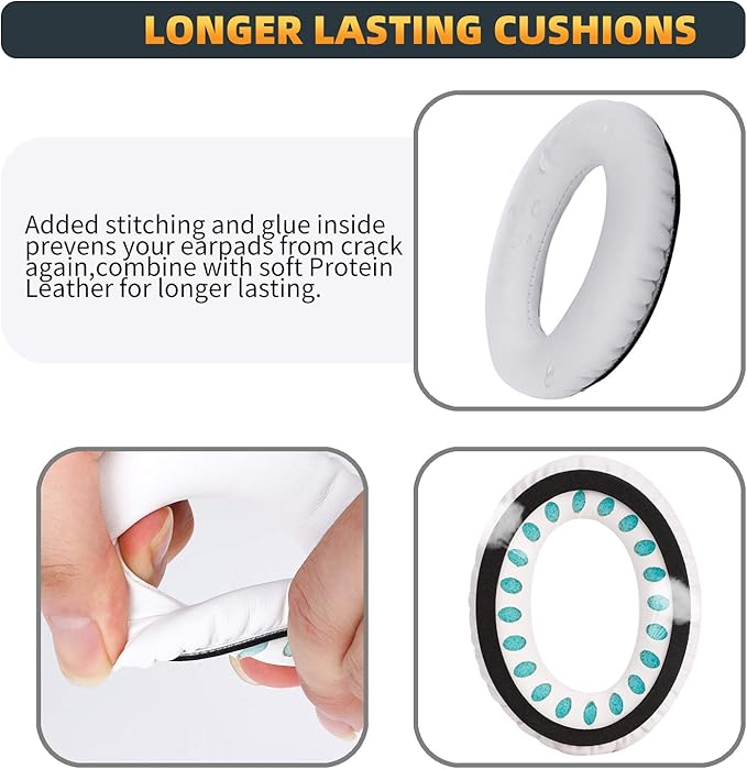 Premium Replacement Ear Pads Compatible for Bose QC35 & QC35ii Over-Ear Headphones Made by GEVO- Comfortable Adaptive Memory Foam and Extra Durable Earpads Kit for Bose QuietComfort 35 &35ii(White)