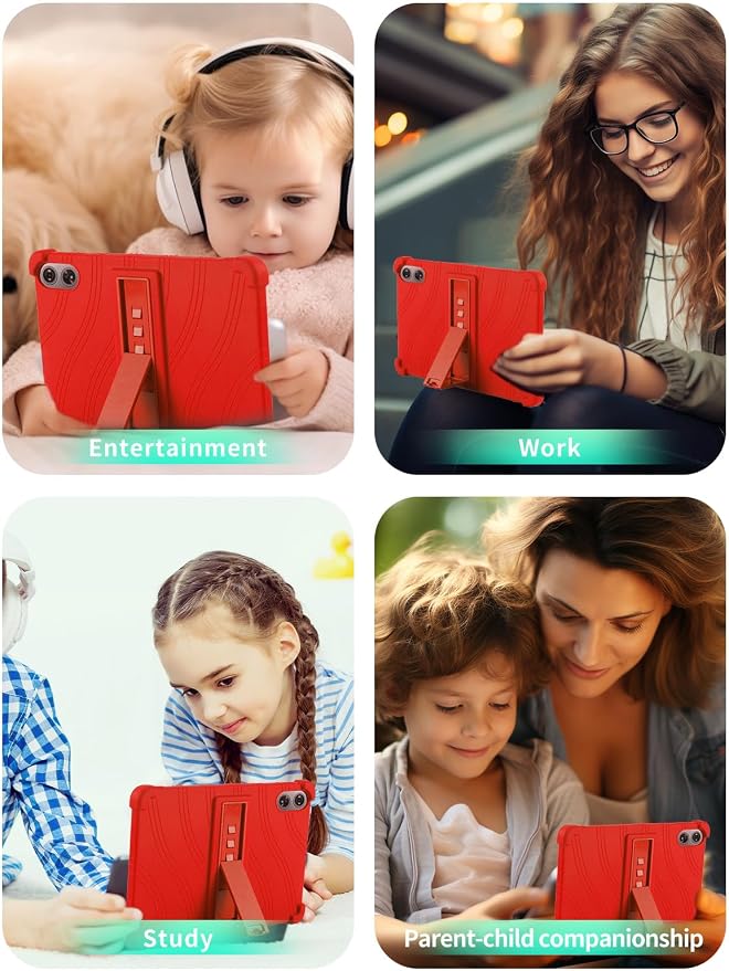 Case for Odea A12 Android 15 Tablets 12 Inch Tablet 2025- Soft Silicone Shock Proof Lightweight Stand Rubber Shell Protective CoverKids Friendly Soft Silicone Adjustable Stand CoverBlack