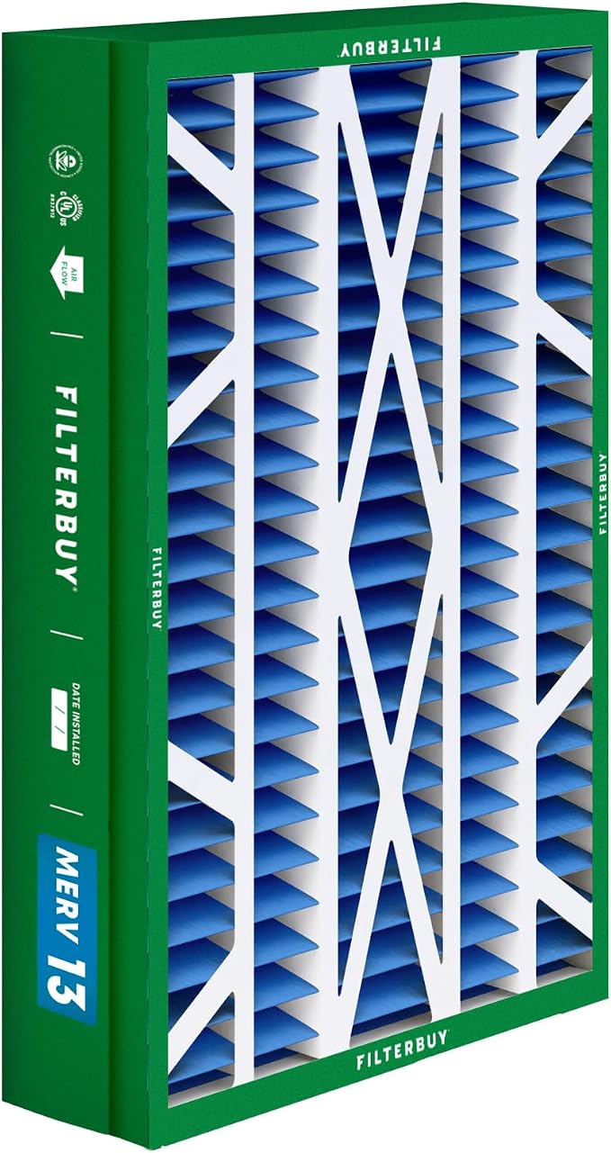 Filterbuy 14.5x27x5 Air Filter MERV 13 Optimal Smoke & Allergy Defense