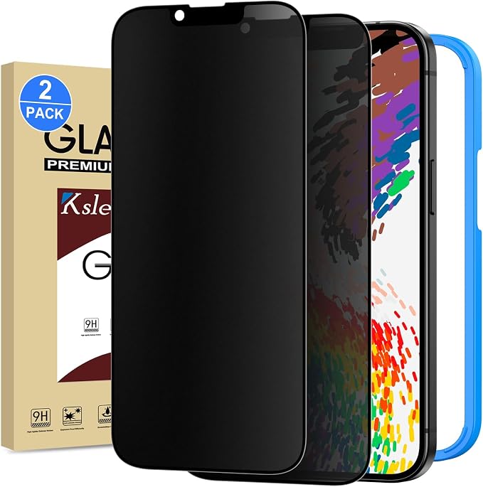 2 Pack Matte Privacy Screen Protector for iPhone 15 Pro Max 6.7-inch with Easy Installation Tool Anti Spy Anti Glare Tempered Glass Film Dynamic Island Compatible Case Friendly 9H Hardness