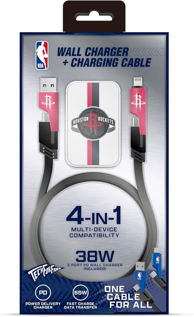 SOAR NBA Slim Wall Charger and 4 In 1 Multi Charging Cable