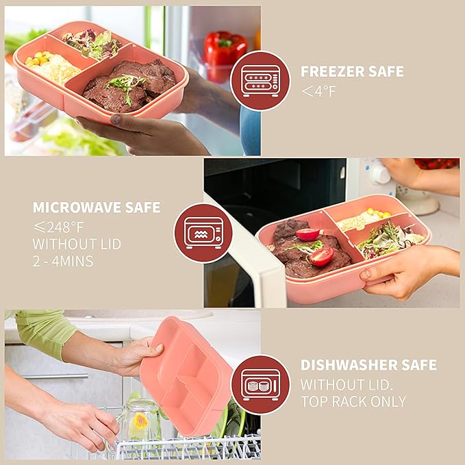MISS BIG® Bento Box for Kids,Bento Box & Lunch Box,Leakproof, No BPAs/Chemical Dyes,M/W, D/W & Fridge Safe,1150ml Large Lunch Box for School, Picnic, Travel (Pink)