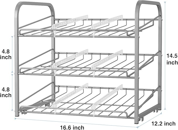 AIYAKA Can Rack Organizer, 3 Tier Stackable Can Storage Dispenser,for Food Storage, Kitchen Cabinets or Pantry, Storage for 36 Cans, Silver