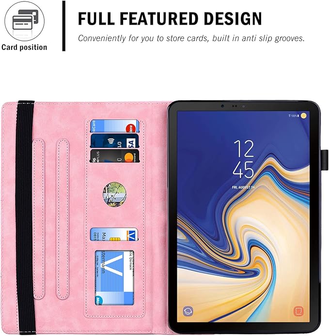 Galaxy Tab S4 10.5 2018 Case RASUNE PU Leather Card Slot Multi-Angle Stand Cover with Auto Sleep/Wake Protective Folio Case for Samsung Galaxy Tab S4 10.5 2018 Model SM-T830/T835/T837 -Black