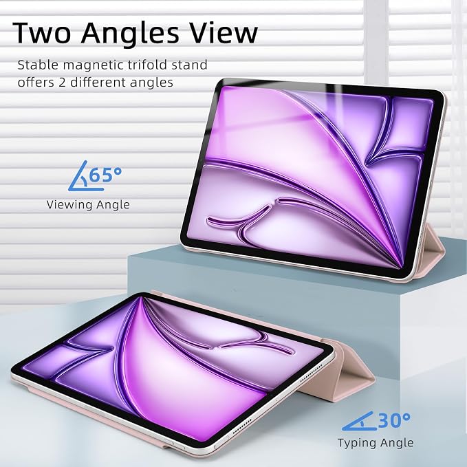 for iPad Air 13 inch M4/M3/M2 Case (2026/2025/2024Model A3268/A3269/A3271) Auto Sleep/Wake and Magnetic Closure Slim Trifold Stand Case PU Leather Cover Support Apple Pencil Pro Black