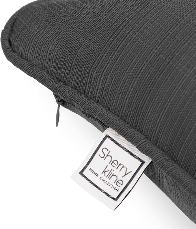 Sherry Kline Sunrise Indoor/Outdoor Rectangle (Boudoir) Corded Edge Filled Pillow Charcoal Grey 13"x18" Set of 2