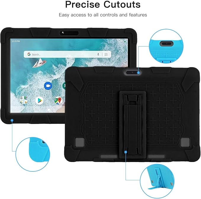 Case for ZZB ZB10 / JUNYANG Tablet 10.1 inchSoft Silicone Protector CoverKids FriendlyAdjustable Stand Tablet Cover4 Corners Thicken ShockproofBlack