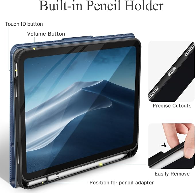 auaua Case for iPad (A16) 11th/10th Generation | with Pencil Holder Pocket Typing Angle Muti-Stand Magnetic Closure Auto Sleep/Wake