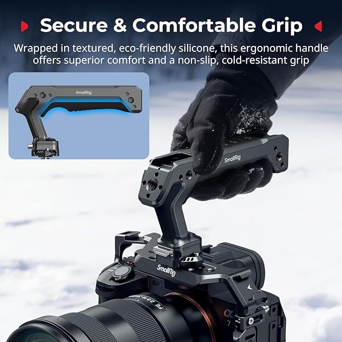 SMALLRIG Quick Release Top Handle, Dual-Direction & Compatible QR-Slide NATO Rail for ARRI with 1/4"-20 Screw, Ergonomic Design,15kg Max. Load,Built-in Multiple Mounting Points,HawkLock H21-5632