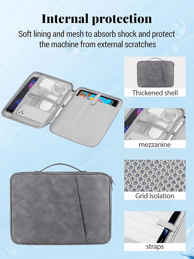 for XPPen Magic Drawing Pad 12.2 Inch Tablet Sleeve Carrying Case with Handle Water-Resistant Double-Layer Design Black
