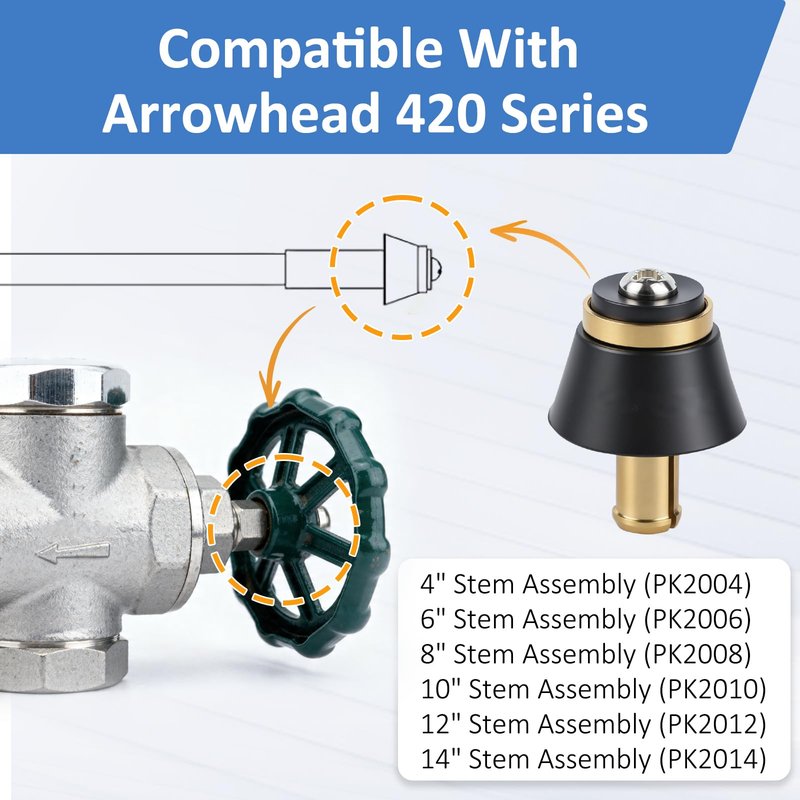 (2 Pack) PK2016 420 Series Springless Check Valve Assembly,For Arrowhead Frost-Proof Wall Hydrants,Stem Assembly Replacement Parts