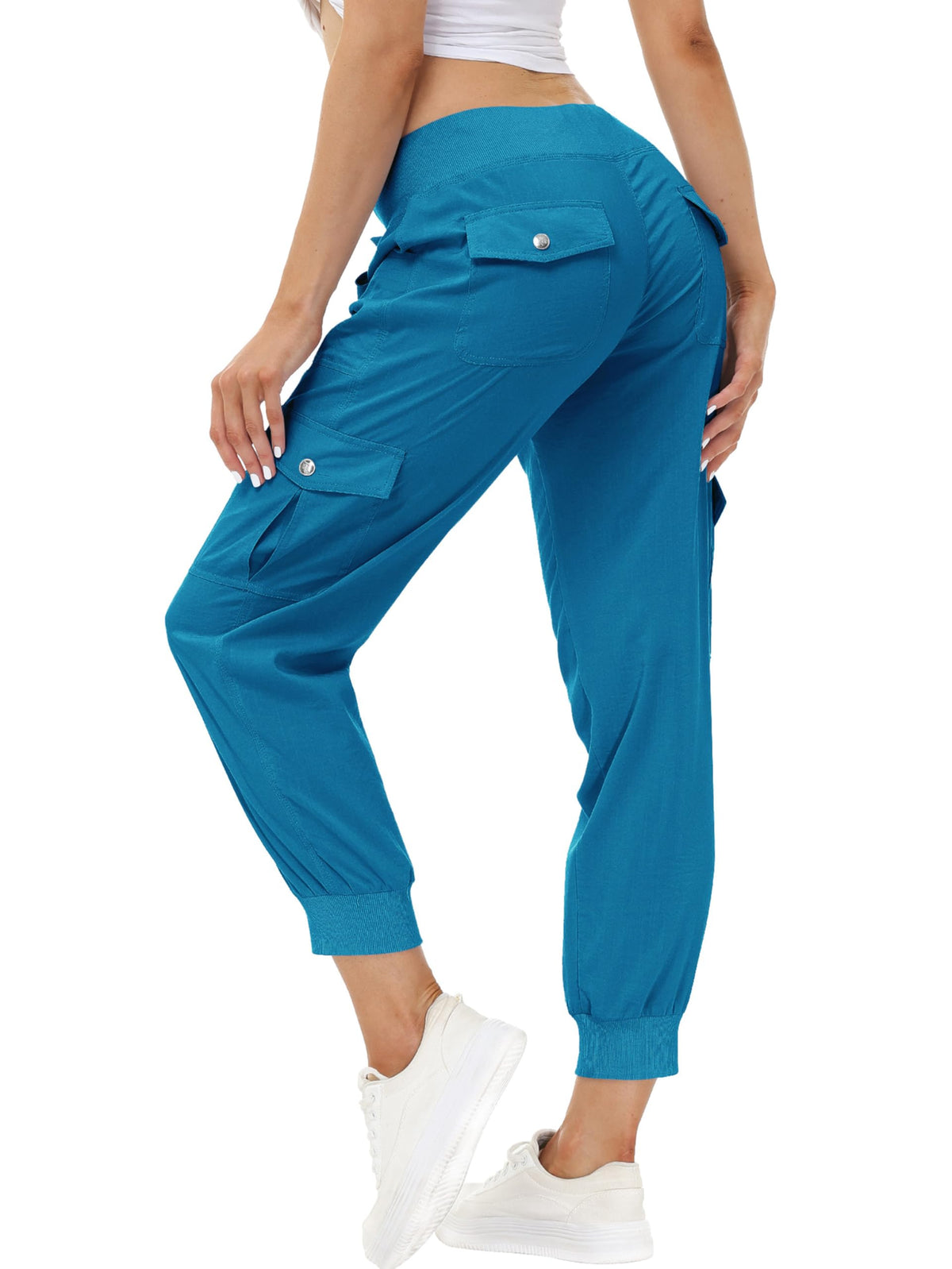 MoFiz Hiking Cargo Pants for Women with Pockets Lightweight Quick Dry Athletic Outdoor Summer Travel Casual Joggers Sweatpants Sapphire Blue XL